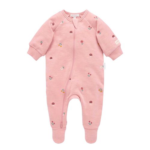 Purebaby Embroidered Fleece Growsuit